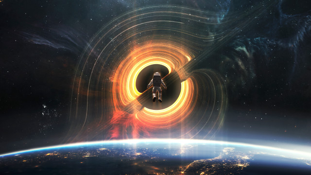 Space station person spiral light free wallpaper for desktop - medium preview image