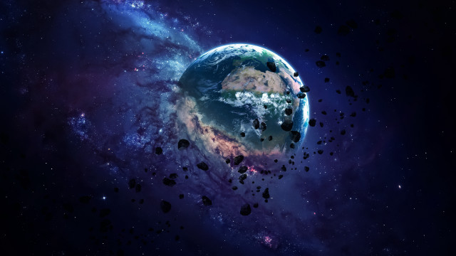 Space debris planet star purple free wallpaper for desktop - medium preview image