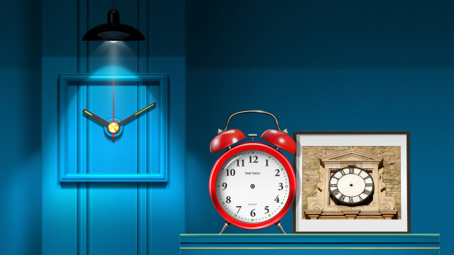 Blue room clock shelf painting free wallpaper for desktop - medium preview image