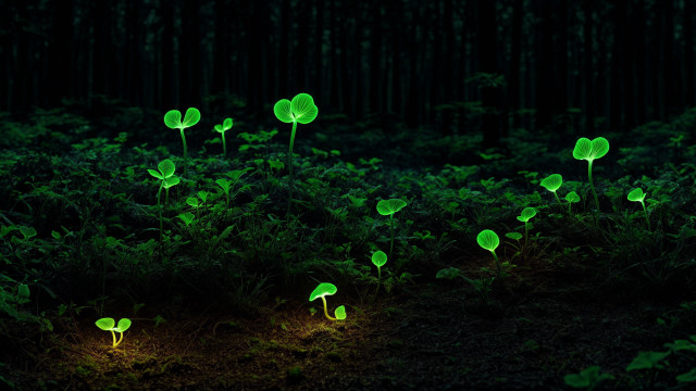 Glowing plants dark forest bioluminescence free wallpaper for desktop - medium preview image