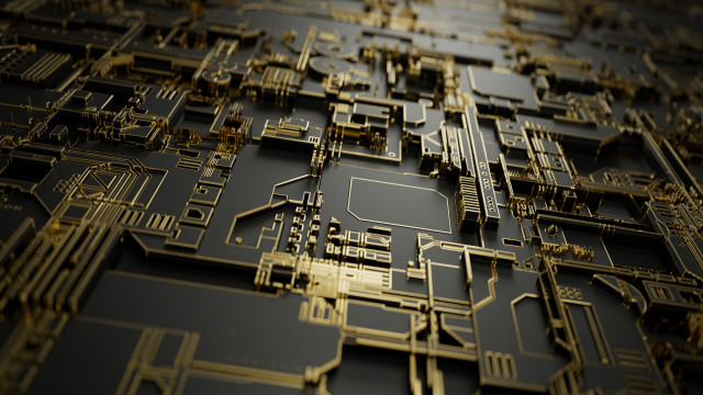 Circuit board gold trimmings 3d free wallpaper for desktop - medium preview image