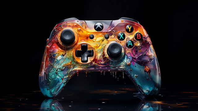 Controller closeup blackbackground reflection photorealism free wallpaper for desktop - medium preview image