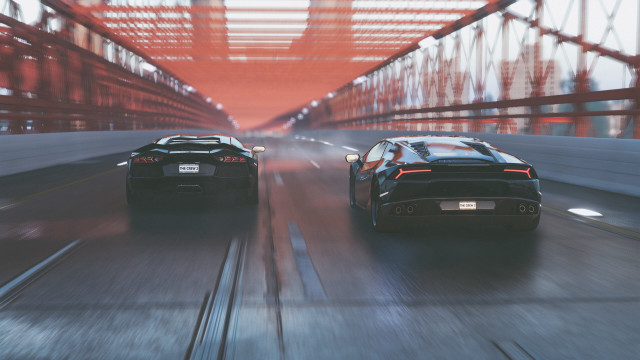 Bridge rainy cars motion blur free wallpaper for desktop - medium preview image