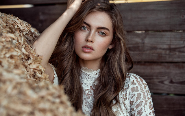 Woman longhair woodenwall portrait natural free wallpaper for desktop - medium preview image