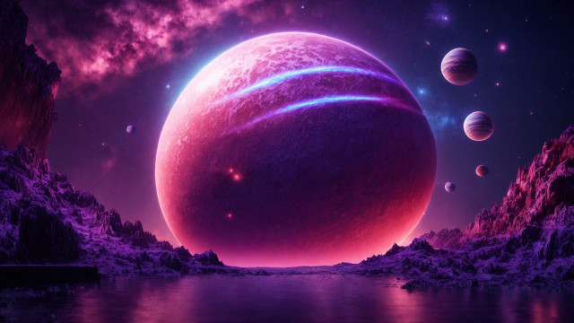 Purple planet galaxy night moon free wallpaper for desktop - medium preview image