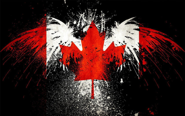 Canadian flag wings painted red free wallpaper for desktop - medium preview image
