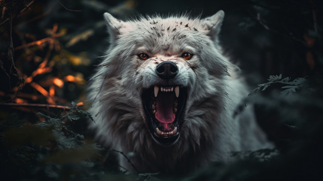 Wolf open mouth teeth sharp free wallpaper for desktop - medium preview image