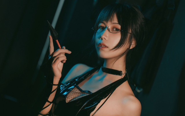 Ayako rokkaku cosplay serious black free wallpaper for desktop - medium preview image