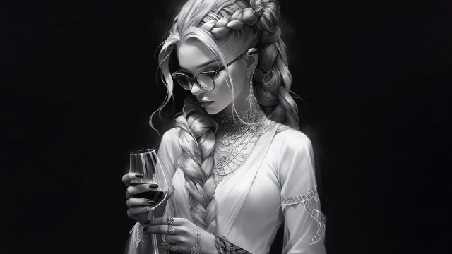 Woman braid wine gothic portrait free wallpaper for desktop - medium preview image