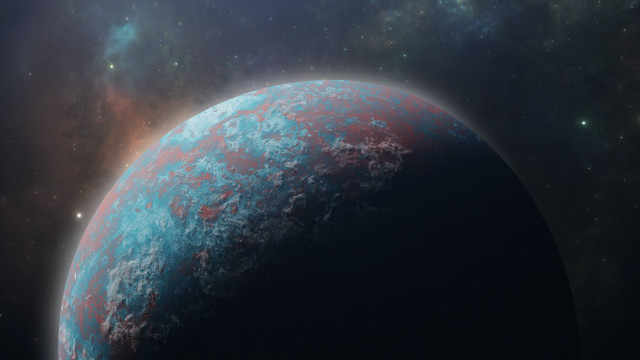 Blue red planet stars space free wallpaper for desktop - medium preview image
