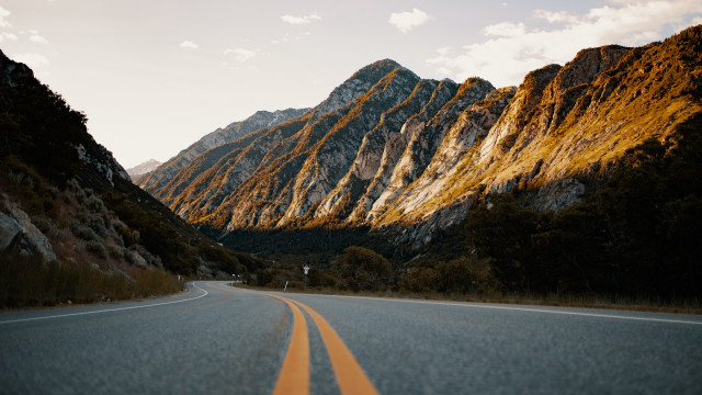Mountain road clouds sunset nature free wallpaper for desktop - medium preview image