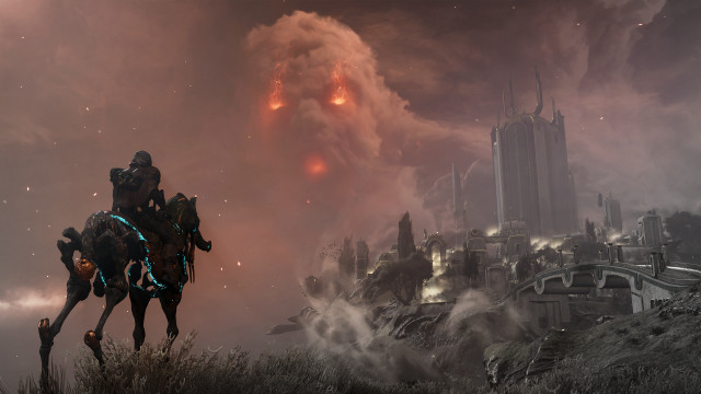 Man horse city firework dusk free wallpaper for desktop - medium preview image