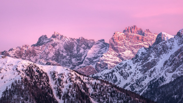 Snowy mountain range pink sky #2 free wallpaper for desktop - medium preview image