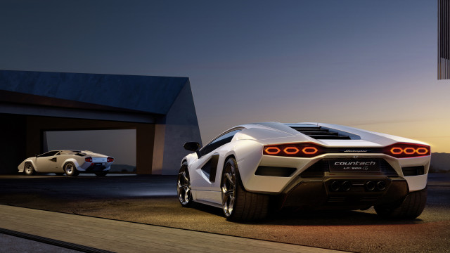 White sports car night building #5 free wallpaper for desktop - medium preview image