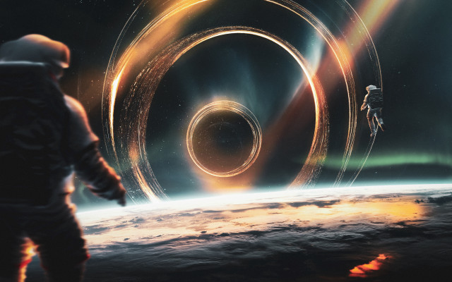 Man space station spiral light free wallpaper for desktop - medium preview image