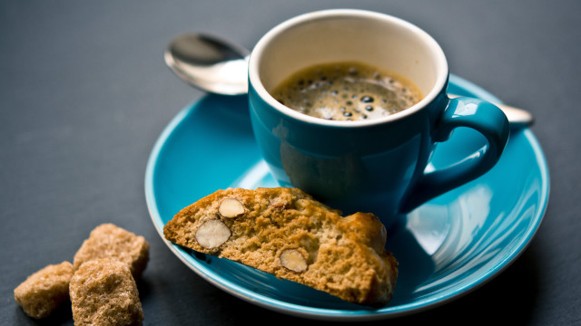 Coffee cookies blueplate spoon morning free wallpaper for desktop - medium preview image