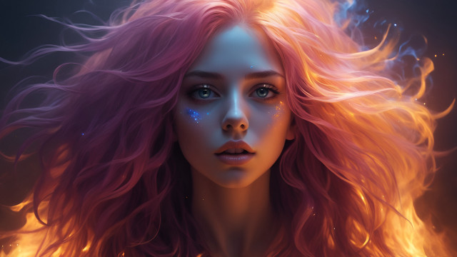 Pink hair blue eyes star free wallpaper for desktop - medium preview image