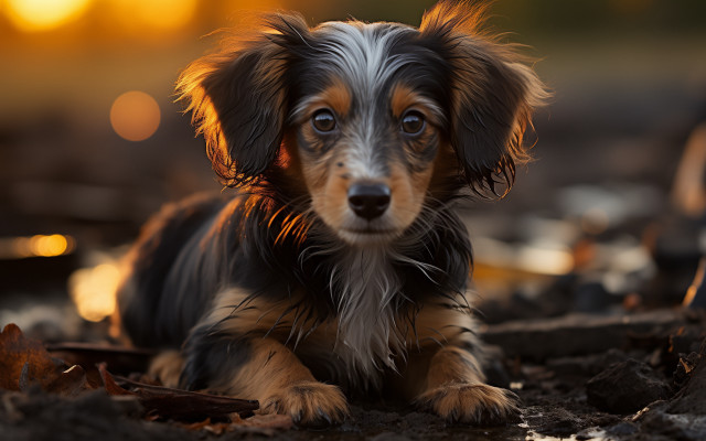 Small dog blurry background photorealism free wallpaper for desktop - medium preview image