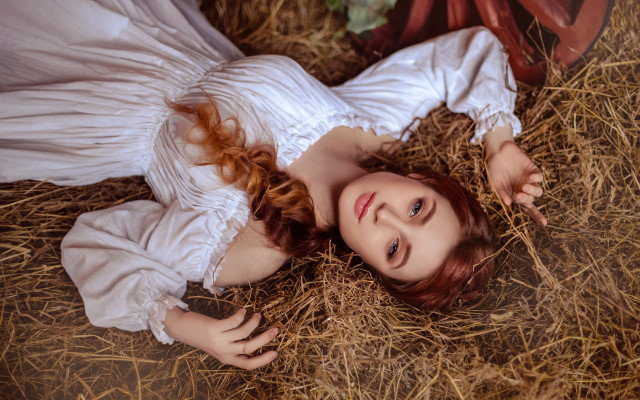 Woman hay resting pre raphaelite free wallpaper for desktop - medium preview image