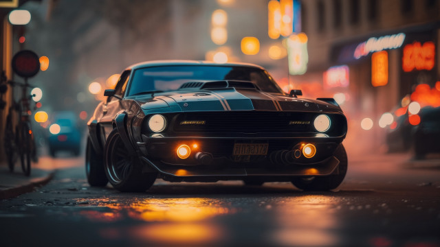 Car night city bokeh motor free wallpaper for desktop - medium preview image