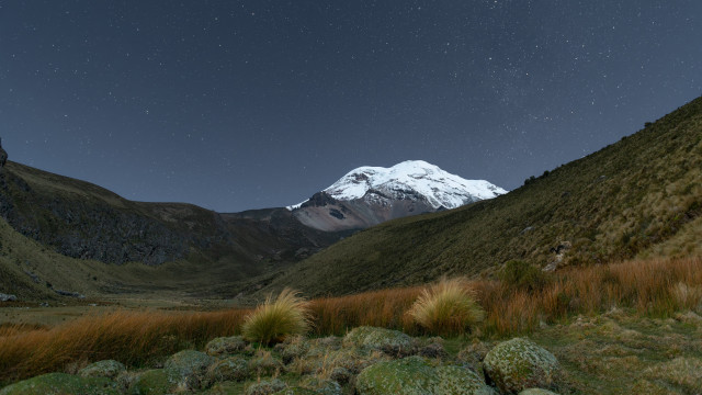 Mountain snow capped peak grass free wallpaper for desktop - medium preview image