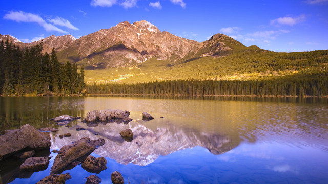 Mountain range reflection lake rocks #11 free wallpaper for desktop - medium preview image