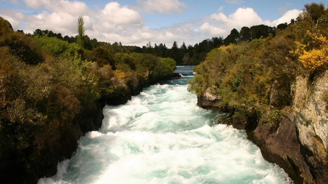 River rapids bridge nature sunset free wallpaper for desktop - medium preview image