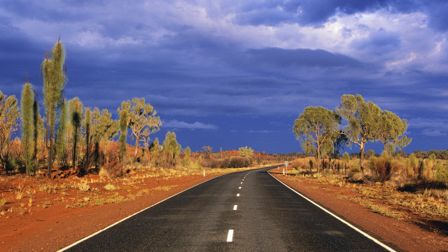Long road trees cloudy sky #2 free wallpaper for desktop - medium preview image