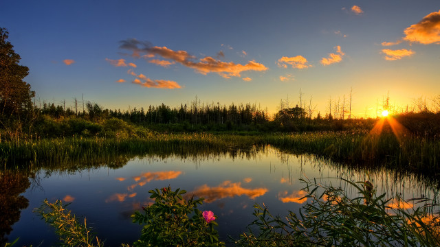 Lake sunset trees clouds autumn #2 free wallpaper for desktop - medium preview image
