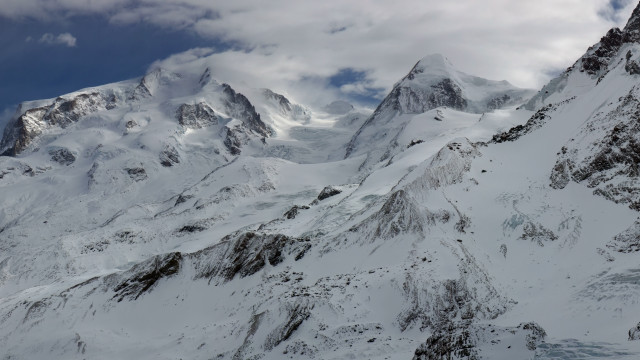 Snowy mountain cloudy sky panorama free wallpaper for desktop - medium preview image