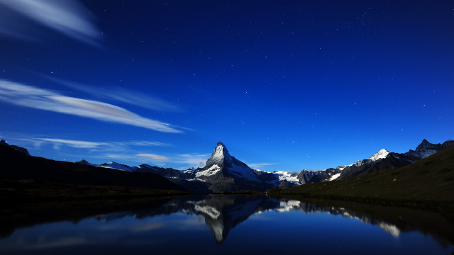 Mountain range lake night sky free wallpaper for desktop - medium preview image