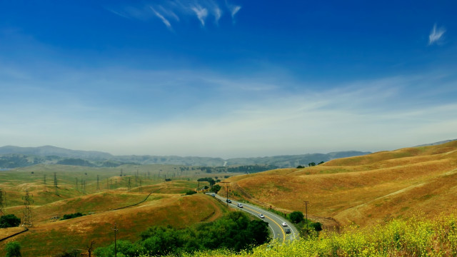 Scenic hills road blue sky free wallpaper for desktop - medium preview image