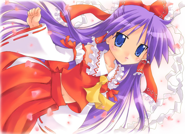 Purple hair red dress cherry free wallpaper for desktop - medium preview image