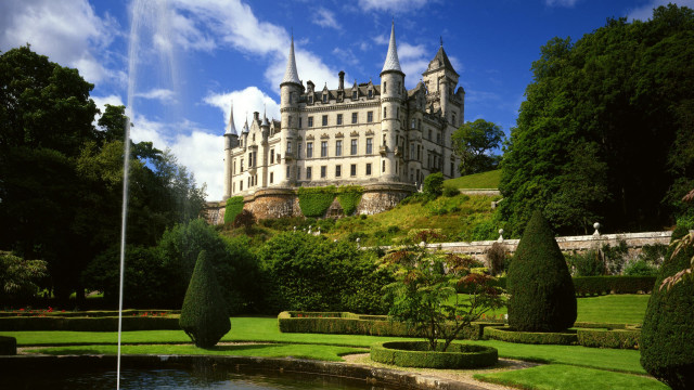 Castle fountain garden arts crafts free wallpaper for desktop - medium preview image