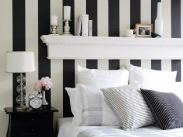 Bed white black striped wallpaper free wallpaper for desktop - medium preview image