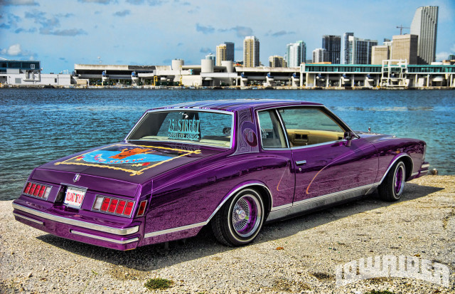 Purple car lake city skyline free wallpaper for desktop - medium preview image