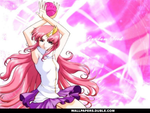 Pink hair girl holding ball free wallpaper for desktop - medium preview image