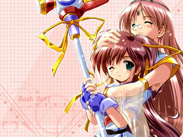 Anime couple hug weapon blush free wallpaper for desktop - medium preview image