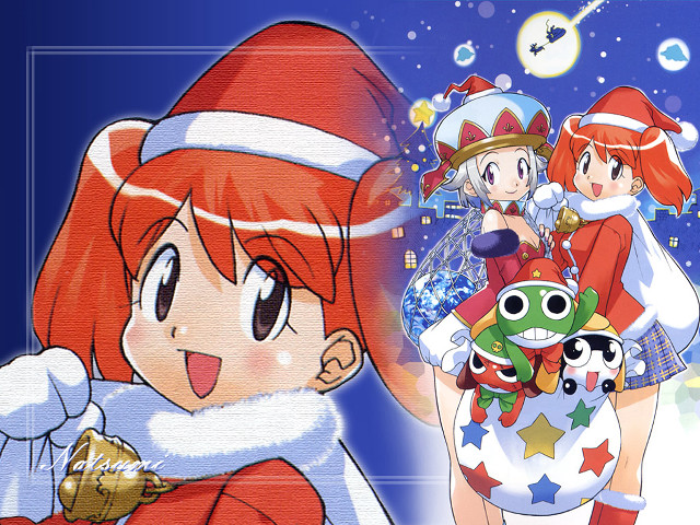 Cartoon christmas frog girls santa free wallpaper for desktop - medium preview image