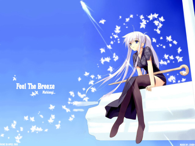 Starry ledge girl umbrella blue free wallpaper for desktop - medium preview image