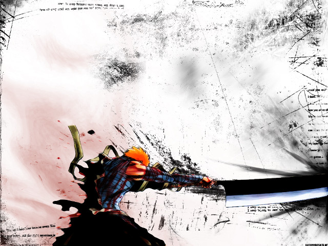Epic swordman orange hair blood free wallpaper for desktop - medium preview image