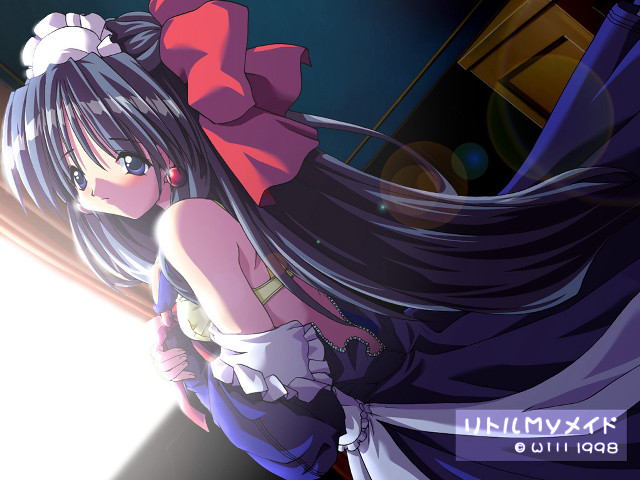 Long haired girl bow window free wallpaper for desktop - medium preview image