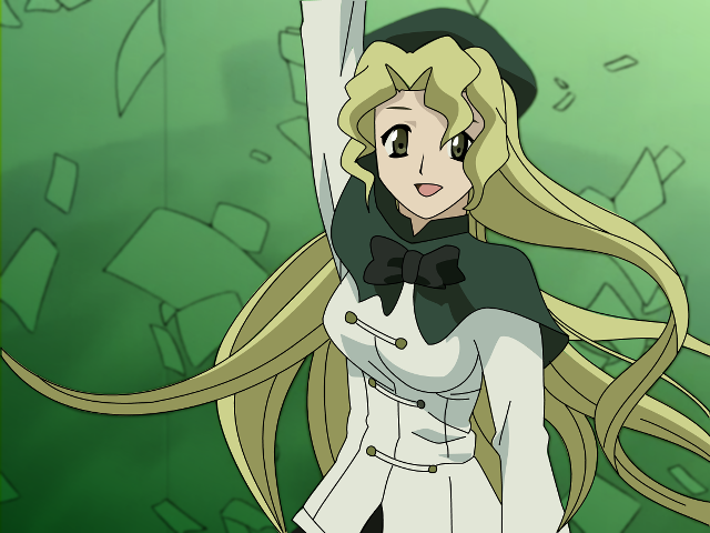 Blonde woman sword hat smile free wallpaper for desktop - medium preview image