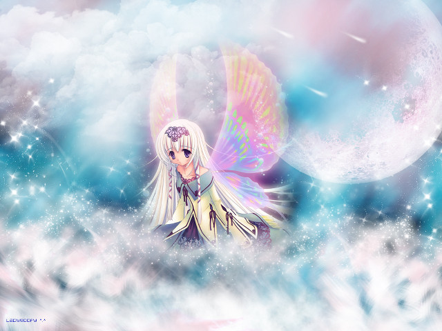 Fairy girl wings moon night free wallpaper for desktop - medium preview image