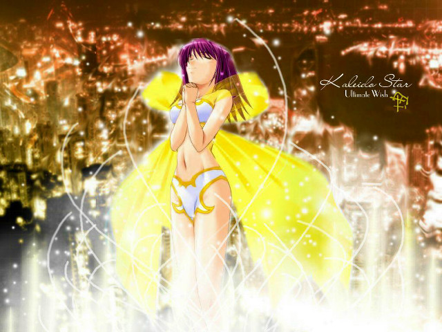 Yellow dress cityscape angel fireworks free wallpaper for desktop - medium preview image
