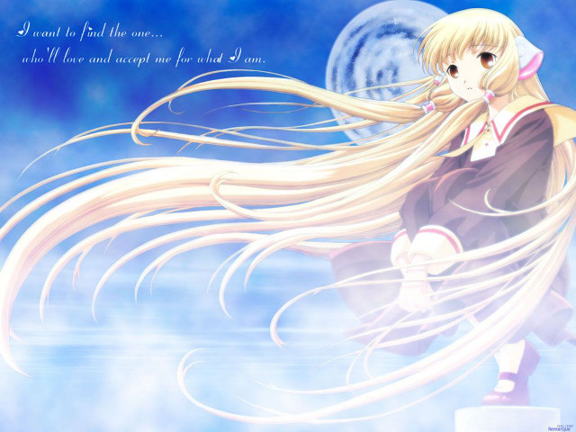 Anime girl fullmoon floating hair free wallpaper for desktop - medium preview image