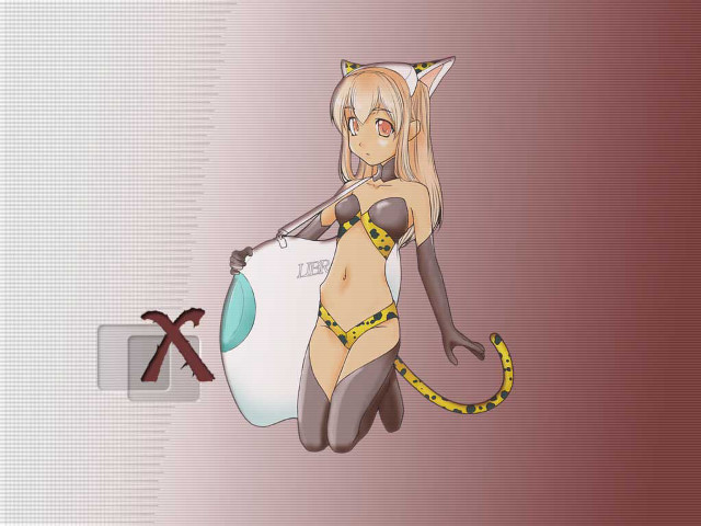 Cartoon catgirl bikini liquid wrench free wallpaper for desktop - medium preview image