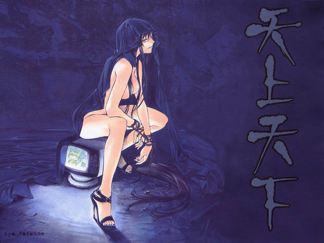 Woman black dress tv cyberpunk free wallpaper for desktop - medium preview image