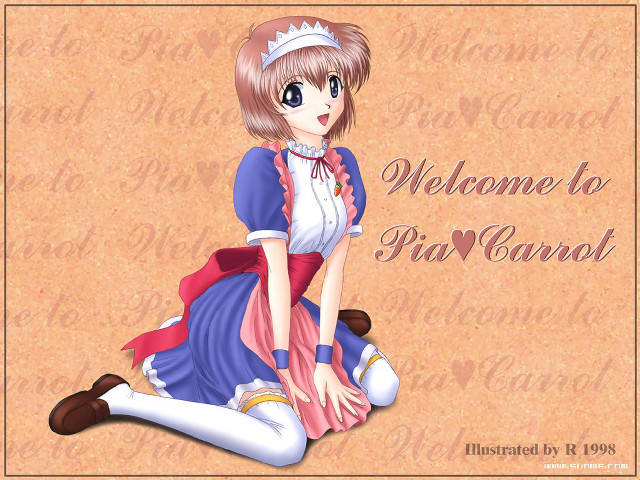Cartoon girl sitting welcome sign free wallpaper for desktop - medium preview image