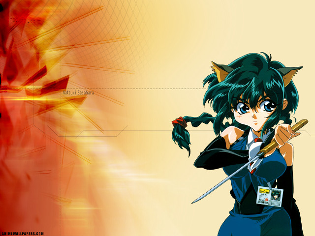 Anime character sword fire demon free wallpaper for desktop - medium preview image